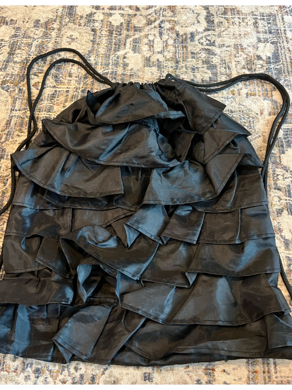 thirty-one Y2K Black Ruffle Drawstring Backpack